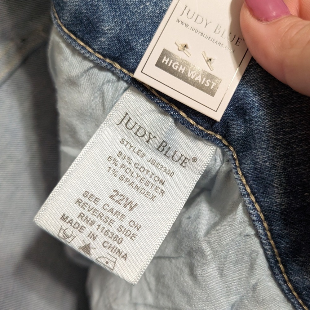 Judy Blue High Waist Skinny Jeans Womens 22W Light Blue New Distressed JB82330 - Picture 3 of 7